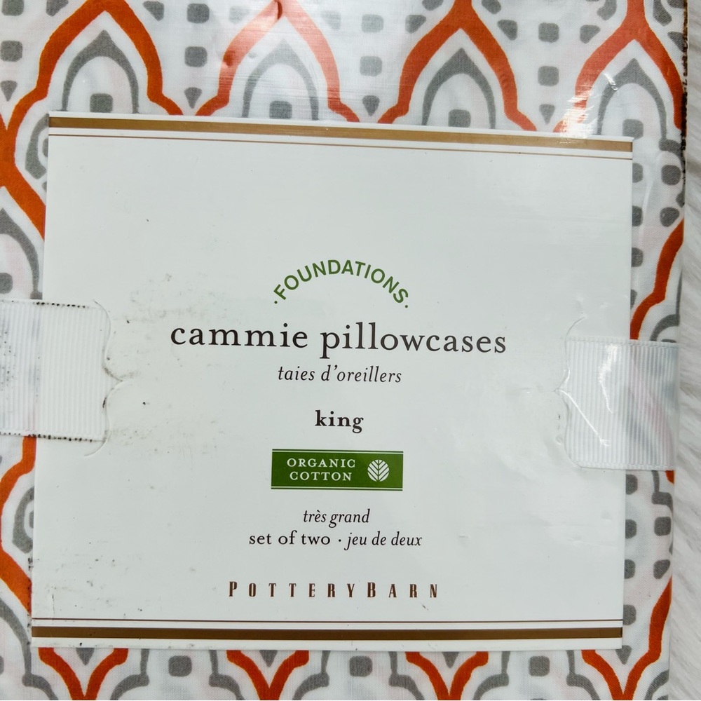 NWT!!! Pottery Barn Set of Two Organic Cotton S2 Clam Gray King Pillowcase - Picture 4 of 6
